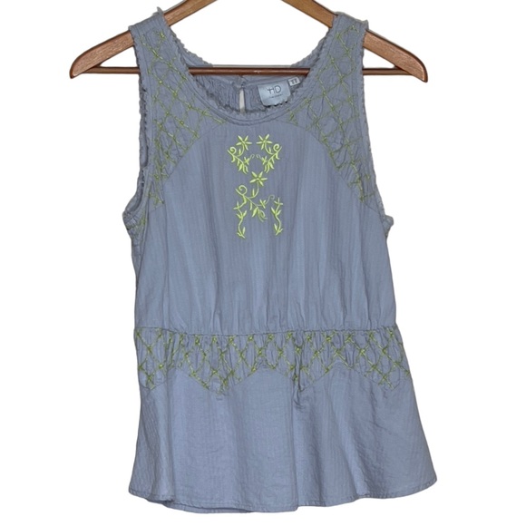 HD in Paris Sun Stitched Embroidered Size 4 Sleeveless Peplum Top - Picture 2 of 8